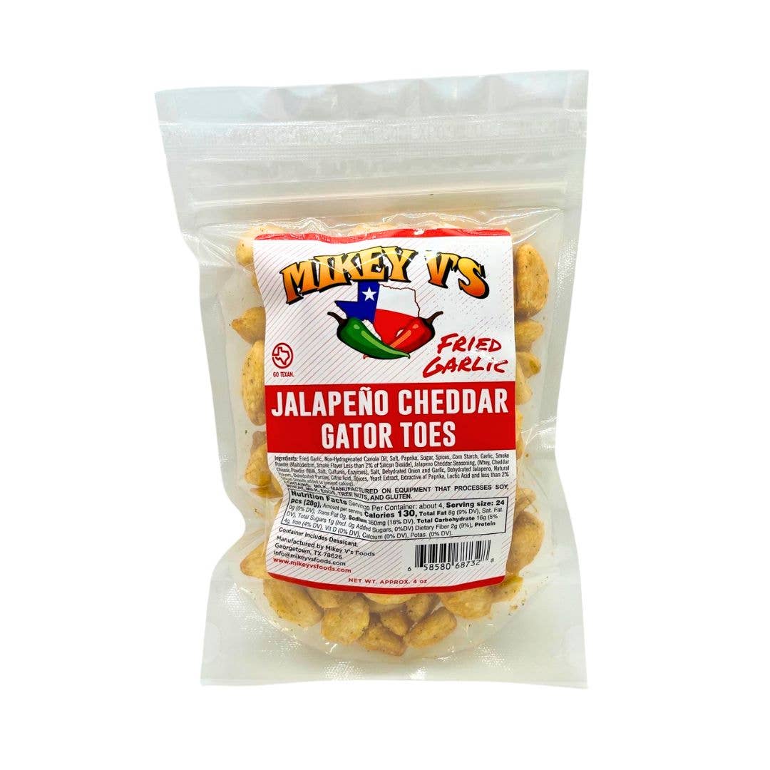 Mikey V's Foods - Gator Toes (Deep Fried Garlic) - Jalapeño Cheddar - Misstep Hot Sauce