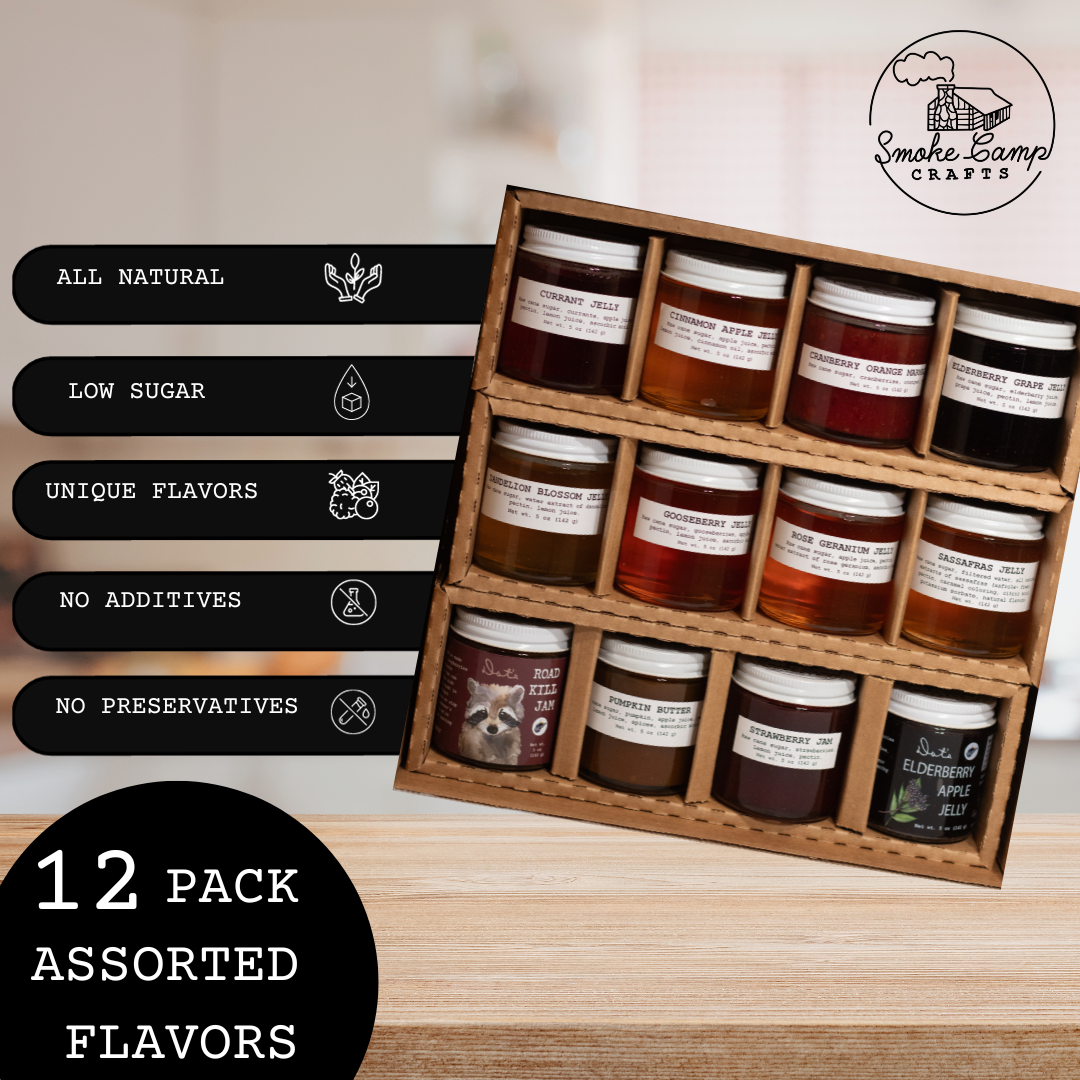 Smoke Camp Crafts - Jam and Jelly Gift Set - 12-pack, Twelve 5-oz Jars (142 g)