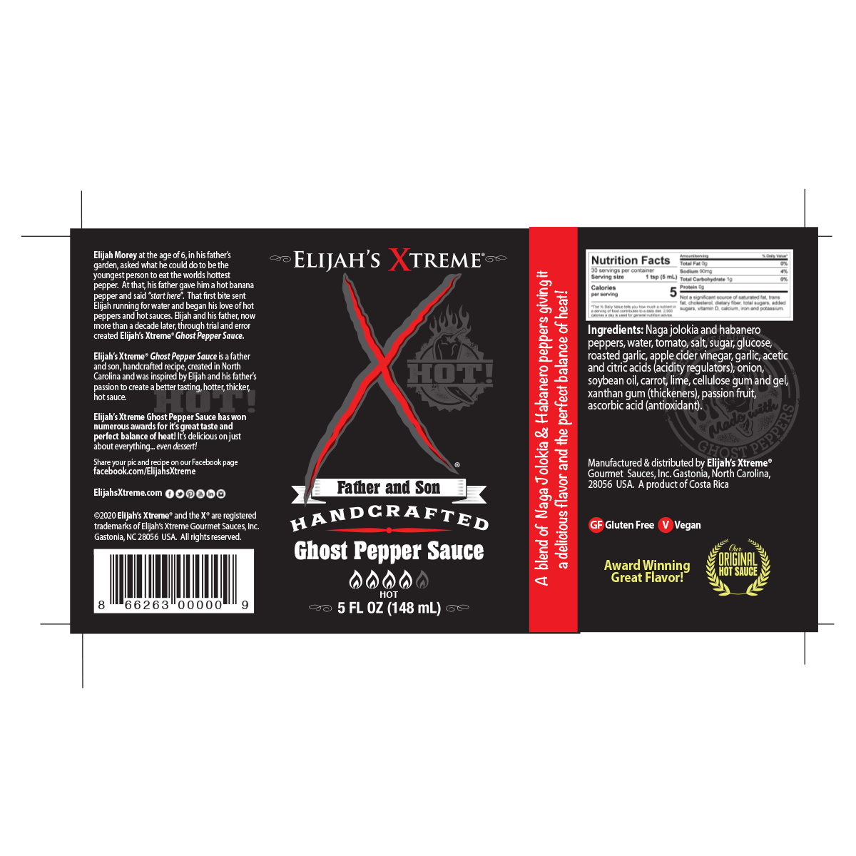 Elijah's Xtreme Gourmet Sauces - Ghost Pepper Sauce - Misstep Hot Sauce