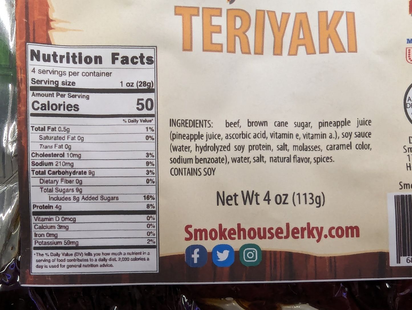 Smokehouse TERIYAKI Cowboy Beef Jerky - Misstep Hot Sauce