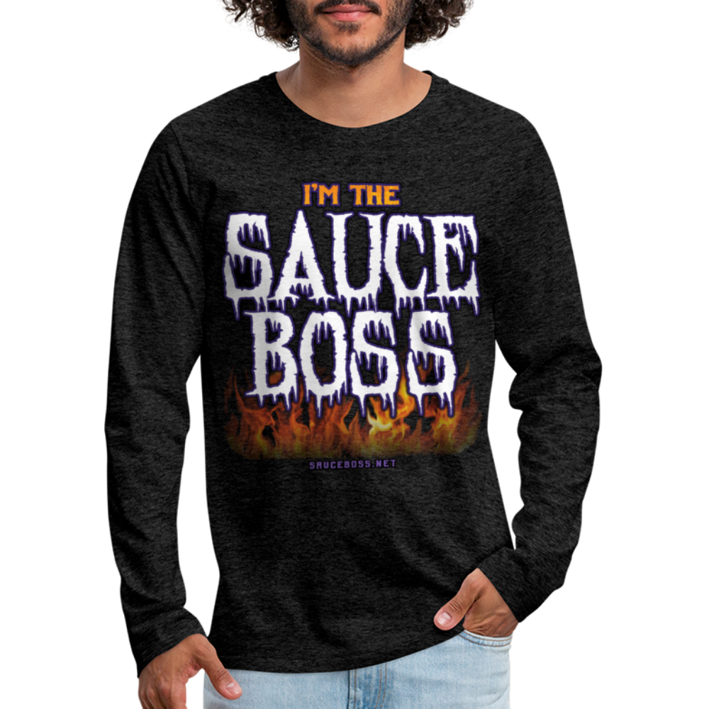 Long Sleeve sauce boss T-Shirt - charcoal grey