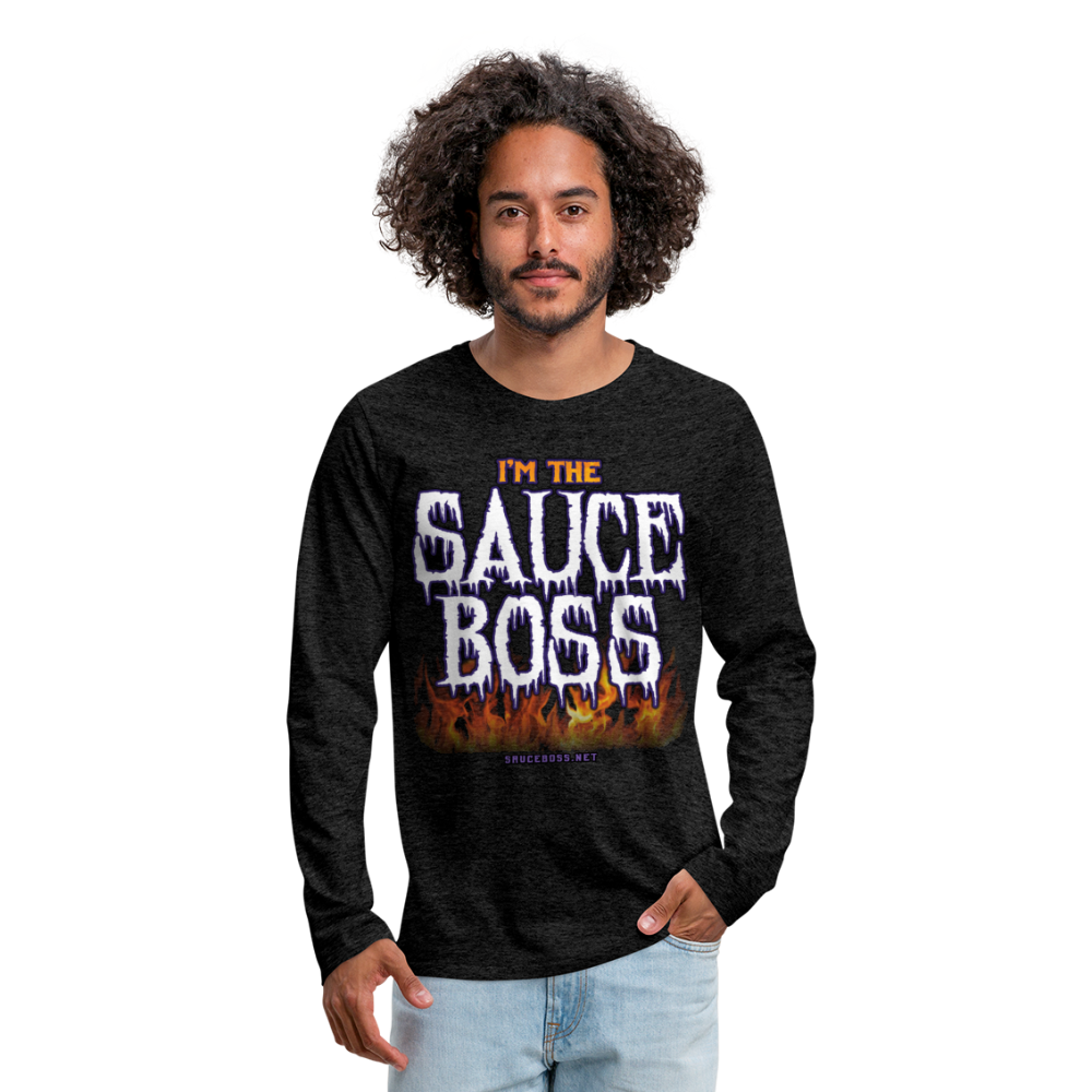 Long Sleeve sauce boss T-Shirt - charcoal grey