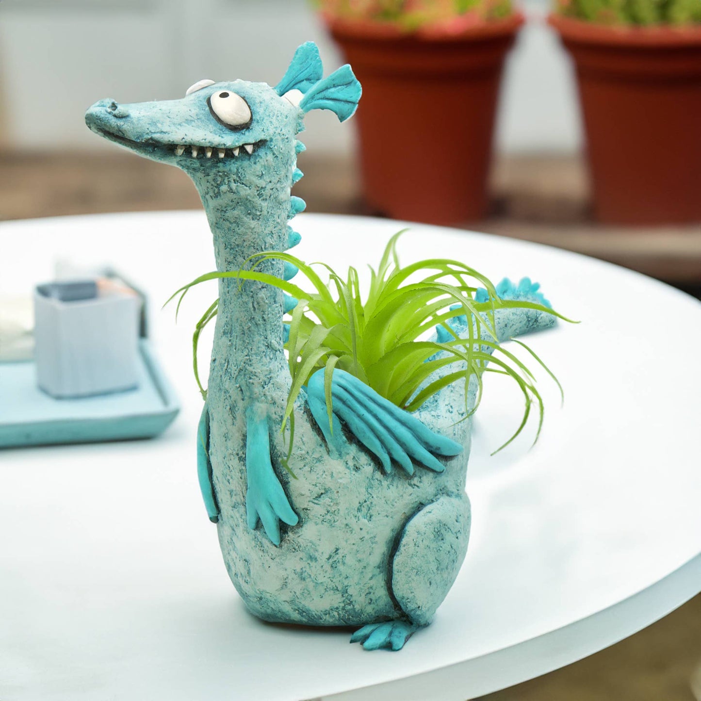 Cohasset Gifts - Drake Teal Dragon Blobhouse Planter