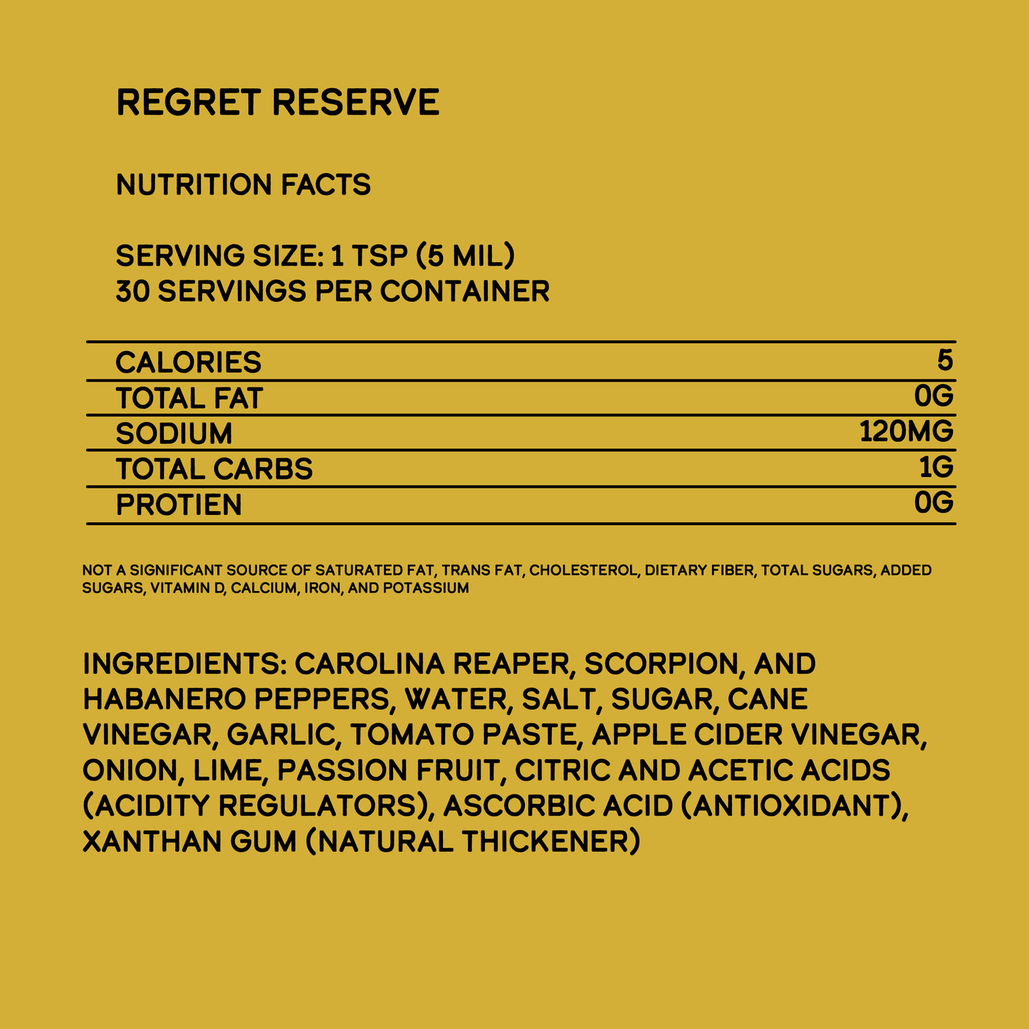 Elijah's Xtreme Gourmet Sauces - Regret Reserve Hot Sauce