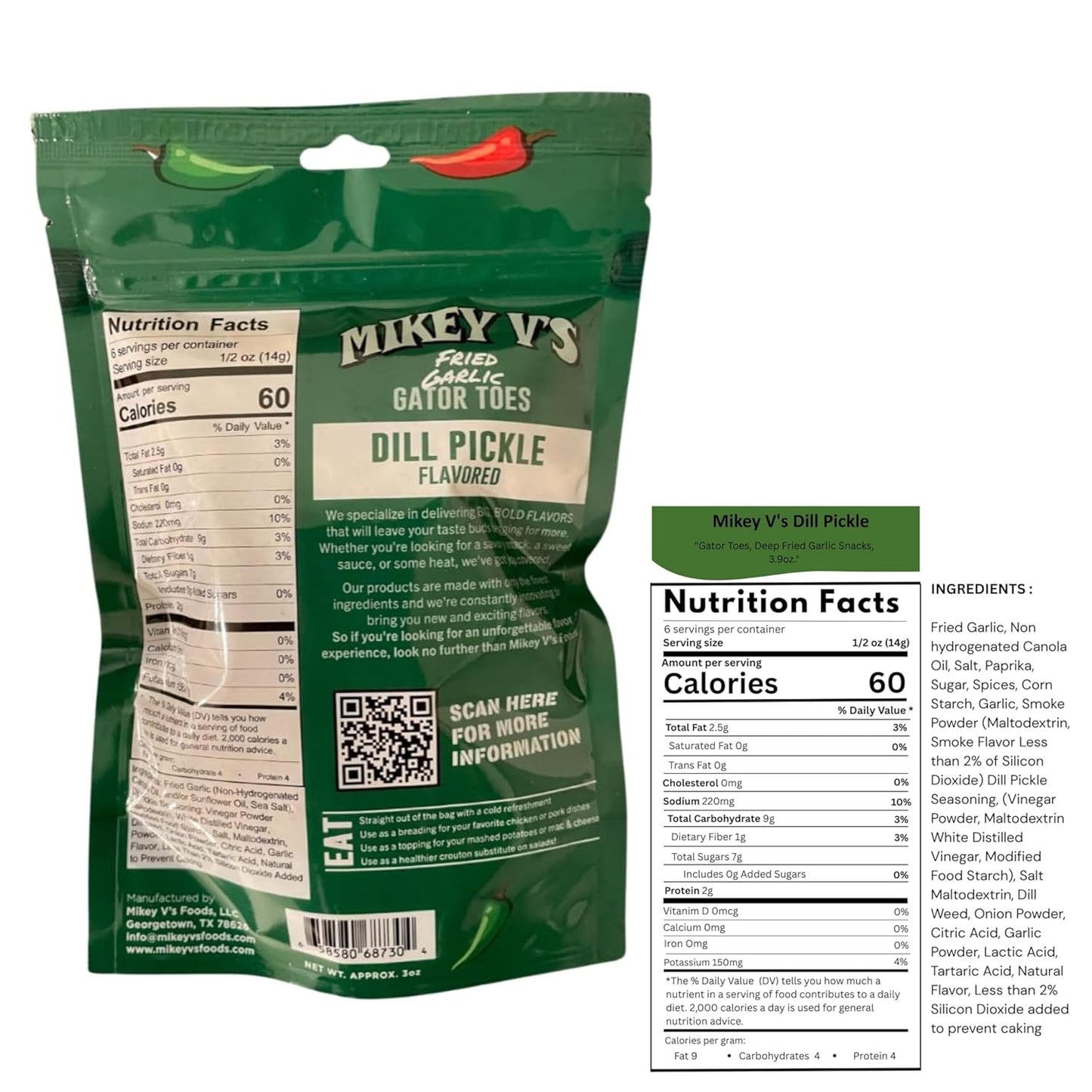 Mikey V's Foods - Gator Toes (Deep Fried Garlic) - Dill Pickle