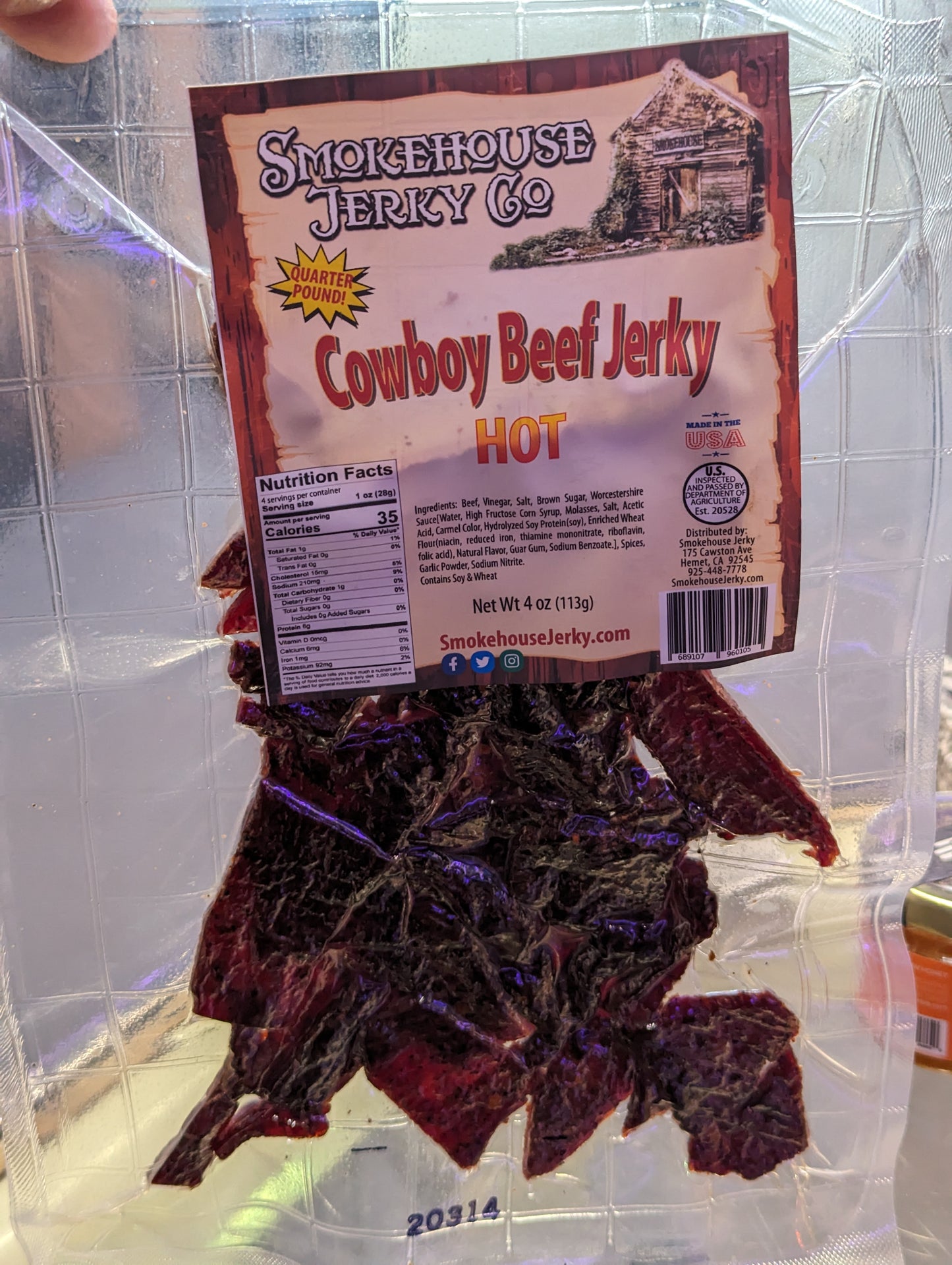 Smokehouse HOT Cowboy Beef Jerky