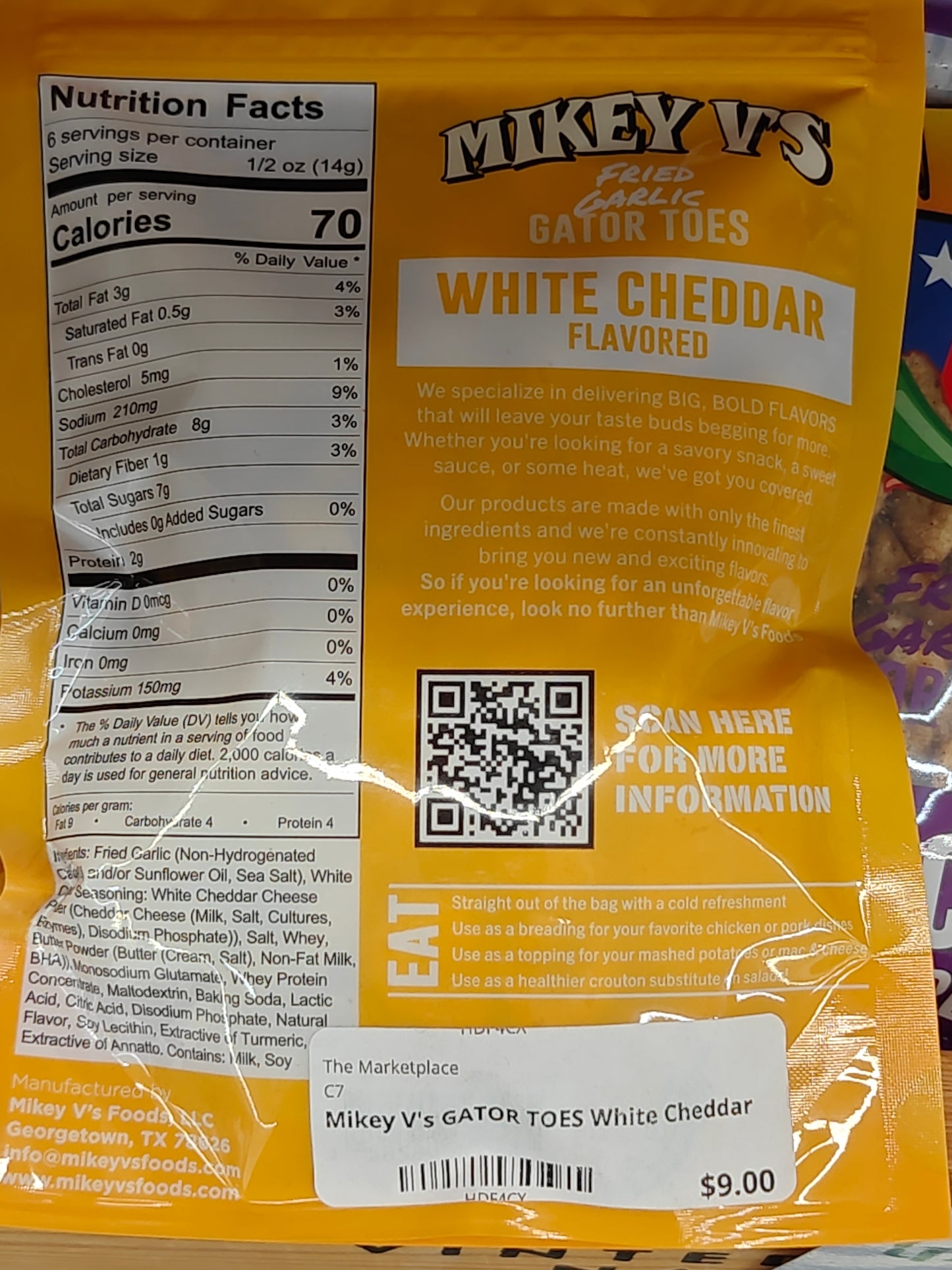 Mikey V's Foods - Gator Toes (Deep Fried Garlic) - White Cheddar