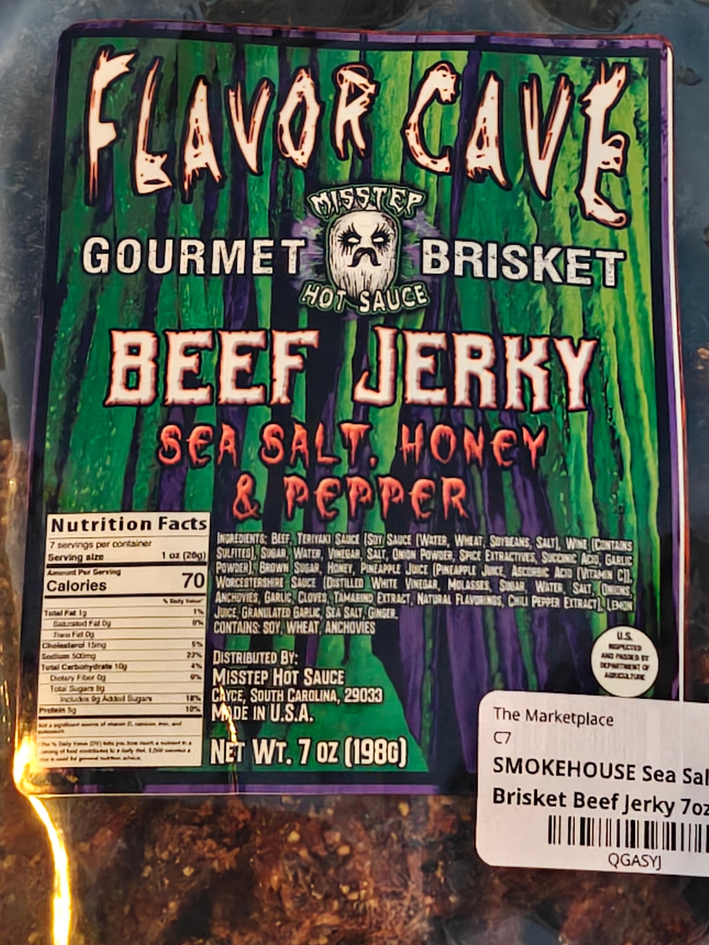 FLAVOR CAVE Sea Salt Honey Pepper Brisket Beef Jerky